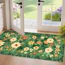 DUKINO 2x4 Rug for Entryway, Washable Kitchen Floral Runner Rug with Non Slip Backing, Low Pile Soft Boho Carpet for Kitchen, Hallway, Entryway, Laundry, Bedroom, Dark Green