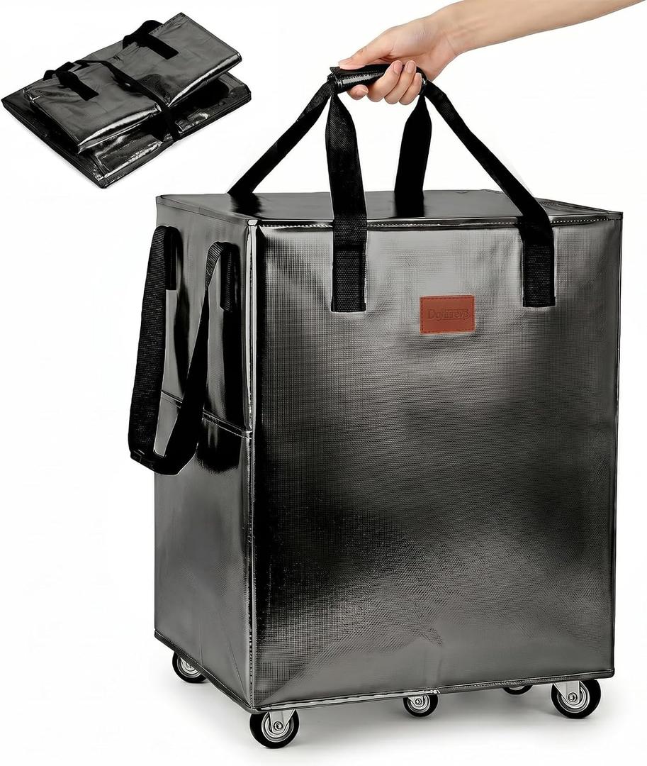 Reusable Grocery Bag On Wheels, Hauler Rolling Tote Bag, Foldable Rolling Tote Carries with Wheels