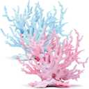2 PCS Aquarium Coral Ornament, Blue Pink Coral Reef Decor, Artificial Plants Fish Tank Decorations, 6.89 x 5.51 inch