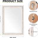 H HOMEWINS Rustic Wooden Mirror,22x30 Inch Farmhouse Boho Bathroom Rectangle Nursery White Beads Decor Wall-Mounted Mirror for Bedroom, Living Room,Vanity,Entryway,Over Sink
