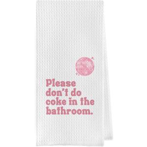 Gettengear Preppy Funny Dish Towels - Pink Waffle Weave, 1624 Inch Kitchen and Bath Towels
