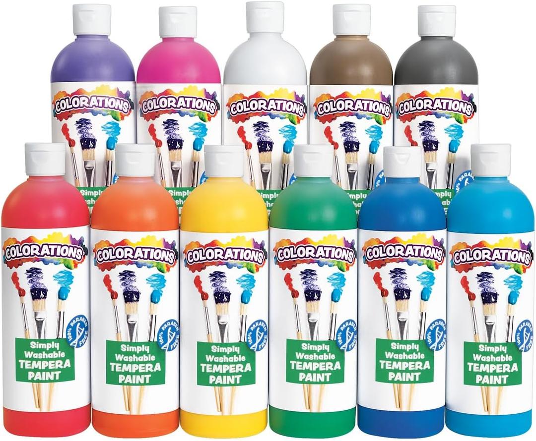 Colorations - SWT16 Simply Washable Tempera Paints, 16 fl oz, Set of 5 Colors, Non Toxic, Vibrant, Bold, Kids Paint, Craft, Hobby, Arts & Crafts, Fun, Art Supplies