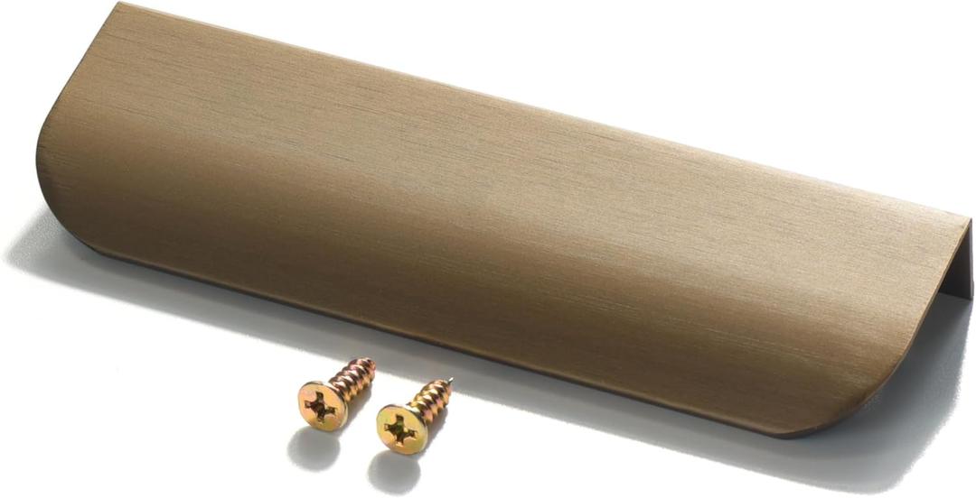 Finger Edge Pulls for Cabinets, Hidden Drawer Pulls - Flat Cabinet Pulls for Easy Installation - Cabinet Handles Modern Aluminum Alloy Kitchen Furniture Upgrade(8, Bronze, 120mm/4.72inch)