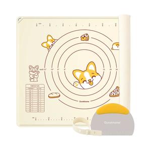 Ourokhome Silicone Baking Mat Sheet and Pastry Dough Cutter, 0.5 Inch Thick 20'' X 16" BPA free Silicone Rolling Mat, Non-Stick and Anti-Slip, Dishwasher Safe (Beige)