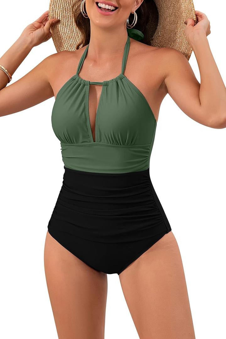 B2prity Women's Slimming One Piece Swimsuits Tummy Control Bathing Suit Halter Swimwear for Big Busted Curvy Woman (Medium, Z-93) B2prity Women's Slimming One Piece Swimsuits Tummy Control Bathing Suit Halter Swimwear for Big Busted Curvy Woman (Medium, Z-93)