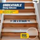Clear Stair Treads Non-Slip 30"x8" - 15-Pack Indoor Stair Grips Non Slip for Wooden Steps - Anti Slip Adhesive Strips for Dogs & Elderly - Staircase Step Treads - Transparent Treads for Wood Stairs