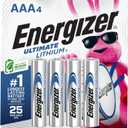 Energizer Ultimate Lithium AAA Batteries (4 Pack), Lithium Triple A Batteries