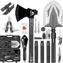 Survival Shovel and Camping Shovel, 30-in-1 Tactical Shovel Axe with High Carbon Steel, Folding Entrenching Tool with Pouch for Emergency, Hiking, Outdoor Gear (black06)