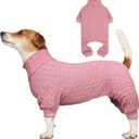 Dog Sweater Turtleneck Knitted Pet Clothes Solid Color Puppy Sweater Warm Dog Sweaters for Medium Dogs(Pink&M)