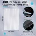 PerKoop 400 Pcs 10"x13" Plastic Clear T Shirt Bags with 1400 Pcs Clothing Size Stickers Cellophane Self Adhesive Clear T Shirt Bags for Packaging Resealable Clothing Package for Jeans Small Business