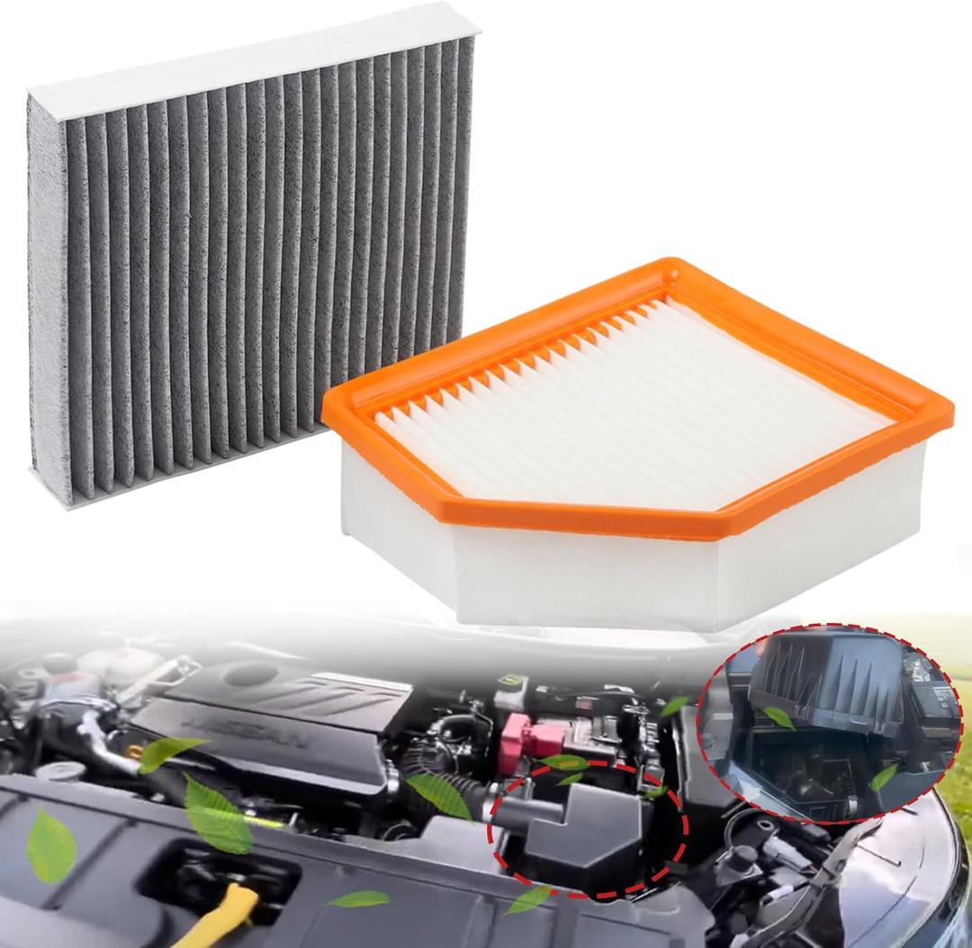Engine Air Filter & Cabin Air Filter Combo Set Compatible With Nissan Vehicle Rogue 2021 2022 2023 2.5L 1.5L Replace# 16546-6RA0A 27277-6RC0A 165466RA0A 272776RC0A