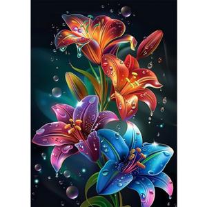 Lily Flowers Diamond Art Kits for Adults, Easy Crafts 5D Diamond Painting Dot Kit for Adult Beginners, Plant Flower DIY Round Dots Full Drill Diamonds Paintings Arts for Home Wall Decor Gifts 12X16 In