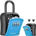 Puroma Key Lock Box, Portable Combination Lockbox Wall-Mounted Key Storage Box for House Keys, Resettable Code Safe Security Lock Box for Home, Office, Apartment Spare Key Storage (1 Pack, Blue)