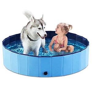 Jasonwell Foldable Dog Pet Bath Pool Collapsible Dog Pet Pool Bathing Tub Kiddie Pool Doggie Wading Pool for Puppy Small Medium Large Dogs Cats and Kids 48" Blue