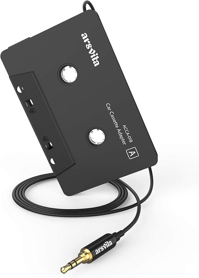 arsvita Car Audio Cassette to Aux Adapter, 3.5 MM Auxillary Cable Tape Adapter