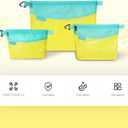 Pack all 3 Pcs Water-Resistant Material Zipper Pouch Set, Mesh Zipper Bags for Storage, Travel, Office (Yellow)