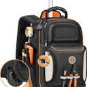Backpack Tool Bag with Wheel, Rolling Tool Backpack for Electrician Heavy Duty Roller Tool Bag on Wheel for Construction Work, 75 Pockets & Loops Tool Backpack with Molded Base and Combination Lock