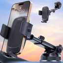 pop-tech Phone Mount for Car, [Military-Grade Suction] Universal Cell Phone Holder for Your Car Dashboard Windshield Window, Automobile Cradle Fit for iPhone Samsung All Smartphones with Thick Case