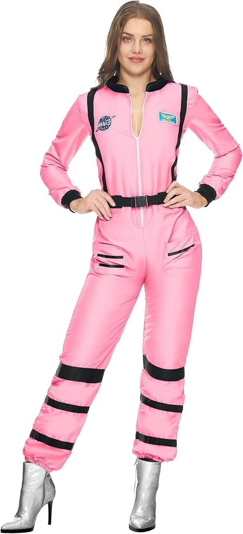 Spooktacular Creations Adult Astronaut Costume Women, Womens Halloween Costumes 2025 (X-Large, Pink)