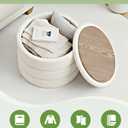 B FSOBEIIALEO Round Velvet Storage Ottoman with Tray, Folding Ottoman with Storage Coffee Table Foot Rest for Dorm Room, Living Room White, 22.83"x22.83"x17.32"