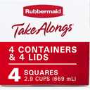 Rubbermaid TakeAlongs 2.9-Cup Square Food Storage Containers, 4-Pack, Chili Red
