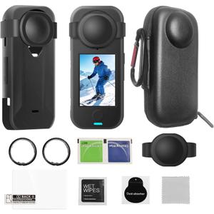 JasonMighty for Insta 360 X4 AIR Accessories Kit Include Camera Case/Silicone Cover/Lens Guards/Screen Tempered Glass/Action Camera Protection Parts for X4 AIR