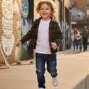 Renotemy Toddler Boy Clothes Fall Winter Outfits 3Pcs Fashion Flannel Shirts Ripped Jeans Pants Kids Boys Clothing Sets (6-7 Years, Dark Green)