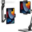 Twelve South HoverBar Duo iPad Stand (2nd Gen) - Adjustable Tablet Stand for Desk with Weighted Base & Clamp Attachment for Mounting, Tablet Holder, Foldable Tablet Desk Stand, Fits All iPads, Black