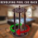 Collapsar Revolving Pool Stick Holder - 100% Solid Wood Billiard Pool Cue Rack Floor Stand - Holds 9 Pool Cue Sticks (Burgundy)