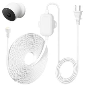 25ft/7.5m Power Cable Compatible with Google Nest Cam Outdoor or Indoor, Battery(2nd Gen), Weatherproof 5V 2A Charging Cable for Nest Cam Continuously with One-Piece Molding Adapter (1 Pack)