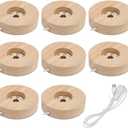 8-Pack Warm Light LED Base for Crystal Glass Ball - 2.5in LED Wood Display Base - Glass Crystal Artwork, Holiday Party Decoration