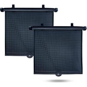 EcoNour Car Side Window Sun Shade (2 Pack) | Upgraded Roller Sunshade for Kids | Baby Window Shades for UV and Sun Glare Protection | Travel Accessories (15"x17")