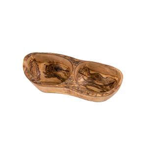 Lipper International Olive Wood Rustic Dish, 2 Sections