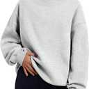 Trendy Queen Womens Oversized Sweatshirts Turtleneck Pullover Long Sleeve Hoodies Tops Fall Fashion Outfits 2026 Clothes (Medium, Grey)