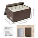 ChicnChill Foldable Closet Storage Box With Adjustable Dividers, Pack 3, Made in Vietnam Drawer Storage Organizer, 17.3x13.4x9.4inch Fiber Bins for Smart Organizing, Durable Oxford Boxes (Brown)