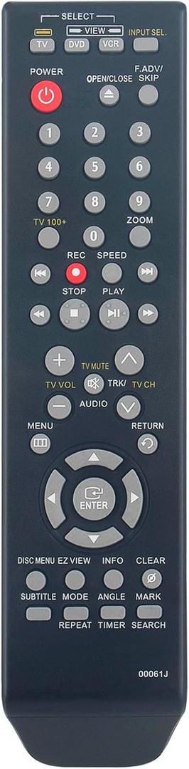 Replacement Remote Control Commander Compatible with Samsung VHS Combo DVD Player DVD-V9700 DVD-V9700/XAA DVD-V9800 DVD-V9800/XAA DVD-V9800M DVDV9700 DVDV9700/XAA DVDV9800 DVDV9800/XAA DVDV9800M