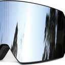 FMY Ski Goggles for Men Women & Youth - Anti Fog UV400 Protection Snowboard Snow Skiing Goggles for Adult (Silver & Black Frame)