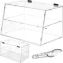 2-Tier Acrylic Pastry Display Case, Countertop Bakery & Food Stand | with Lift-Up Rear Door,for Donuts, Bagels, Cakes, and Cookies