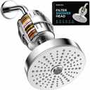 Filtered Shower Head Combo - 25 Stage Filtration (20+5), High Pressure Showerhead 3 Spray Modes, Removes Chlorine & Heavy Metals, Vitamin C Hard Water Filter for Skin & Hair, Chrome