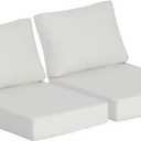 21.5x25.5 Inch Outdoor Deep Seat Cushions Set of 2,Thick High-Density Foam, Water-Resistant, Piped Edges & YKK Hidden Zipper for Patio Furniture,Almond, 21.5"x25.5"x5.3" 2sets