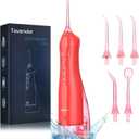 TOVENDOR Electric Water Flosser, Cordless Rechargeable Dental Oral Irrigator IPX7 Waterproof 300ML Travel Water Teeth Cleaner with 5 Tips for Braces Care Teeth Gums Cleaning, Home Office Daily Use (Red)