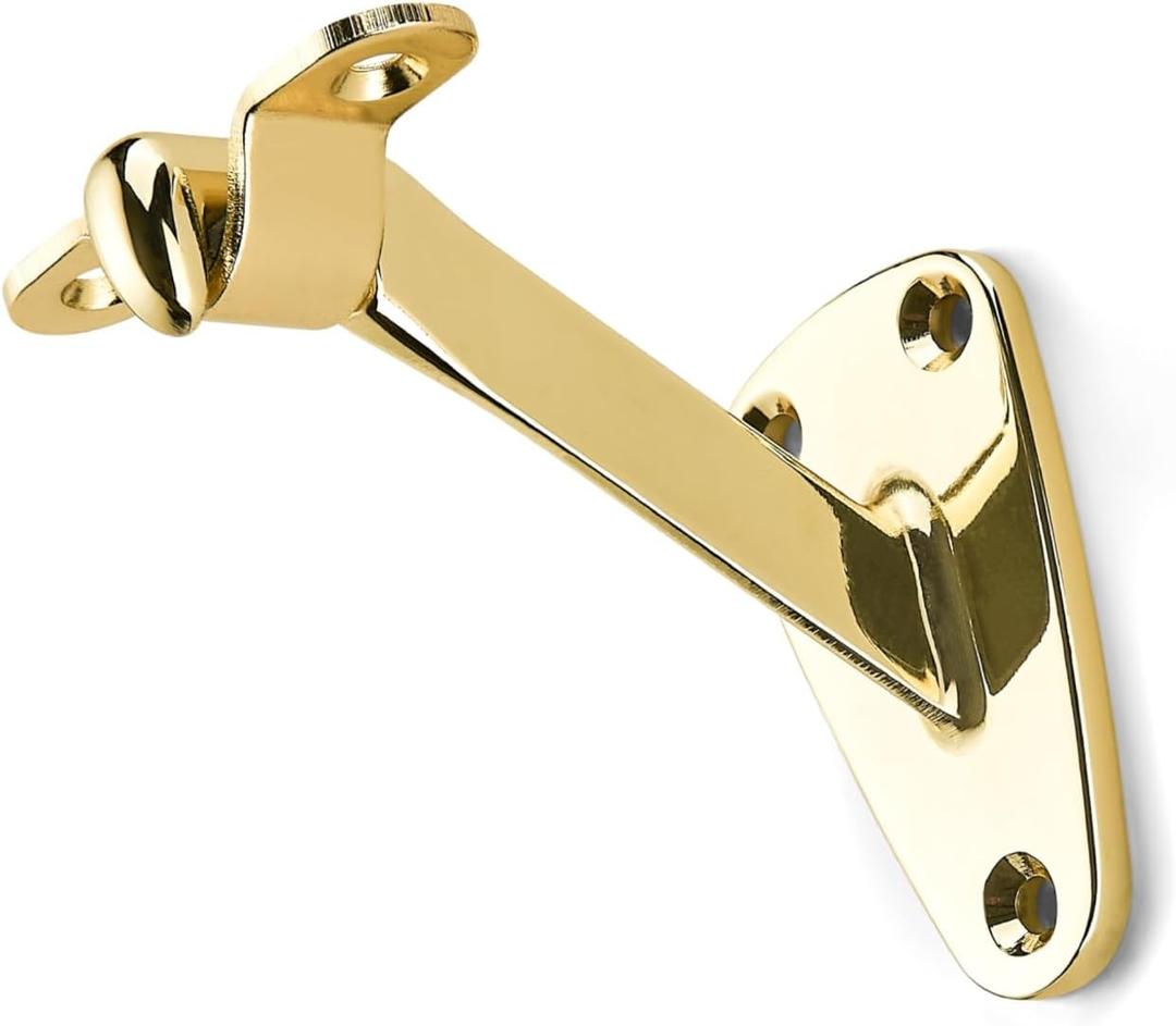 ktumeware 3 Inch 3 Pack Polished Brass Handrail Stair Brackets Suitable for Indoor and Outdoor Staircase/Balcony/Corridor Staircase Support handrail Brackets