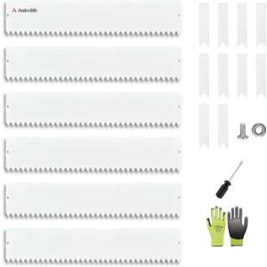 A ANLEOLIFE 20FT Galvanized Steel Landscape Edging, 6-Pack 40" L x 8" H Hammer-in Metal Garden Border with 10 Stakes for Lawn, Pathway, Flower Beds White