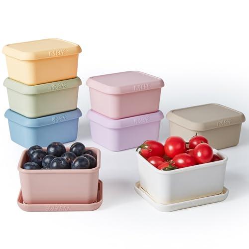 ISSEVE 8oz Silicone Snack Containers for Kids, 1 Cup Reusable Small Containers with Lids, Leak Proof Silicone Food Storage Containers, Kids Lunch Box for Daycare, School, Travel (8)