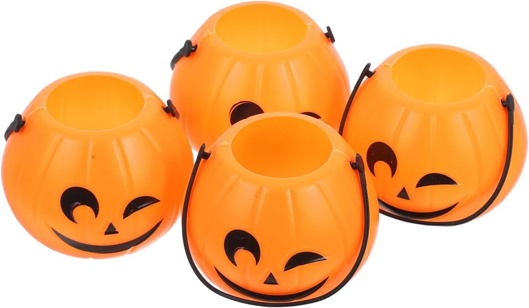 IMIKEYA 4pcs Plastic Pumpkin Buckets for Halloween Candy Cute Treat Storage for Parties Versatile Use As Candy Holders and Festive Decor Easy to Carry for Trick-Treating