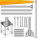 Sun Shade Sail Pole, 110 inch Sunshade Poles, Shade Cloth Canopy Stainless Steel Post for Deck, Patio, Backyard, In Ground, Outdoor, Homes, Yard, Gardens, Light String Pole with Base Plate