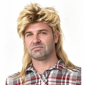 Mullet Wigs for Men Joe Dirt Emo Wig 80s 90s Costumes Fancy Party Accessory Cosplay Wig Halloween Man x (Light Blonde)