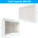 Ulif E13C Heavy Duty Closet Organizer SystemFreestanding Clothing Racks for Hanging ClothesAdjustable Garment Rack 63" W x 16" D x 77" H Hold 960 lbsWhite Clothing Rack with White Dustproof Cover