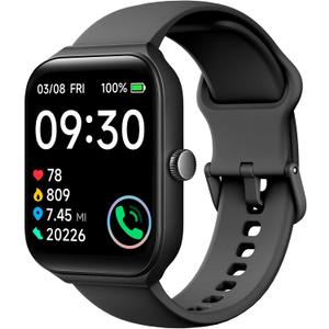 TOOBUR Smart Watch for Men Women Alexa Built-in, 1.95" Fitness Tracker with Answer/Make Calls, IP68 Waterproof/Heart Rate/Sleep Tracker/100 Sports, Fitness Watch Compatible Android iOS