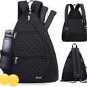 Sucipi Women's Pickleball Backpack - Quilted Crossbody Sling Bag for Tennis & Pickleball Paddle (Medium, Black)